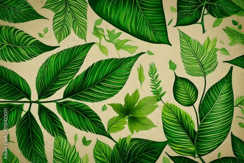 Inspire eco-friendly living by portraying the beauty of green leaves on recycled craft paper, emphasizing the importance of zero waste and plastic-free practices