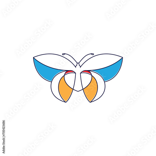 butterfly beauty line minimalist logo design graphic vector © NUR