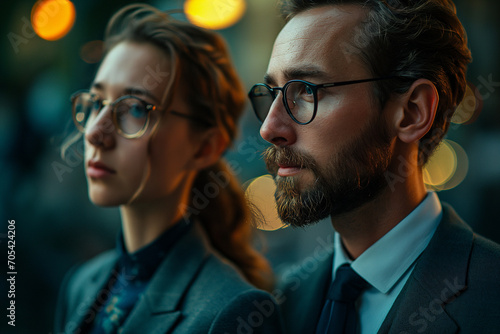 Portrait of a couple with glasses Generative AI