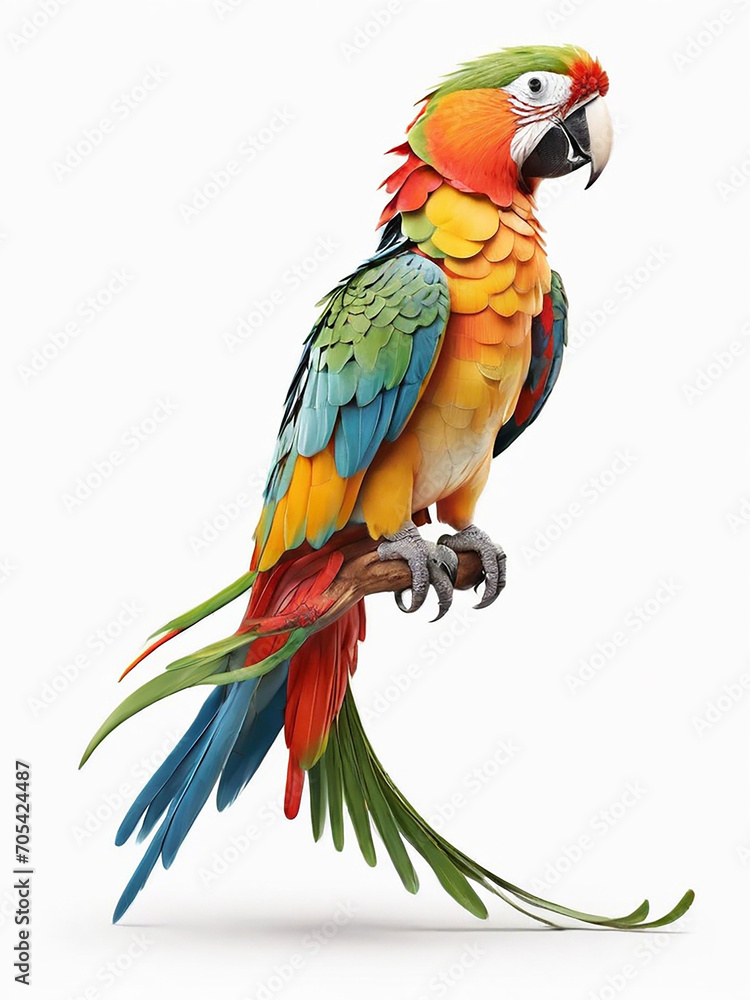 Abstract colorful parrot in white background