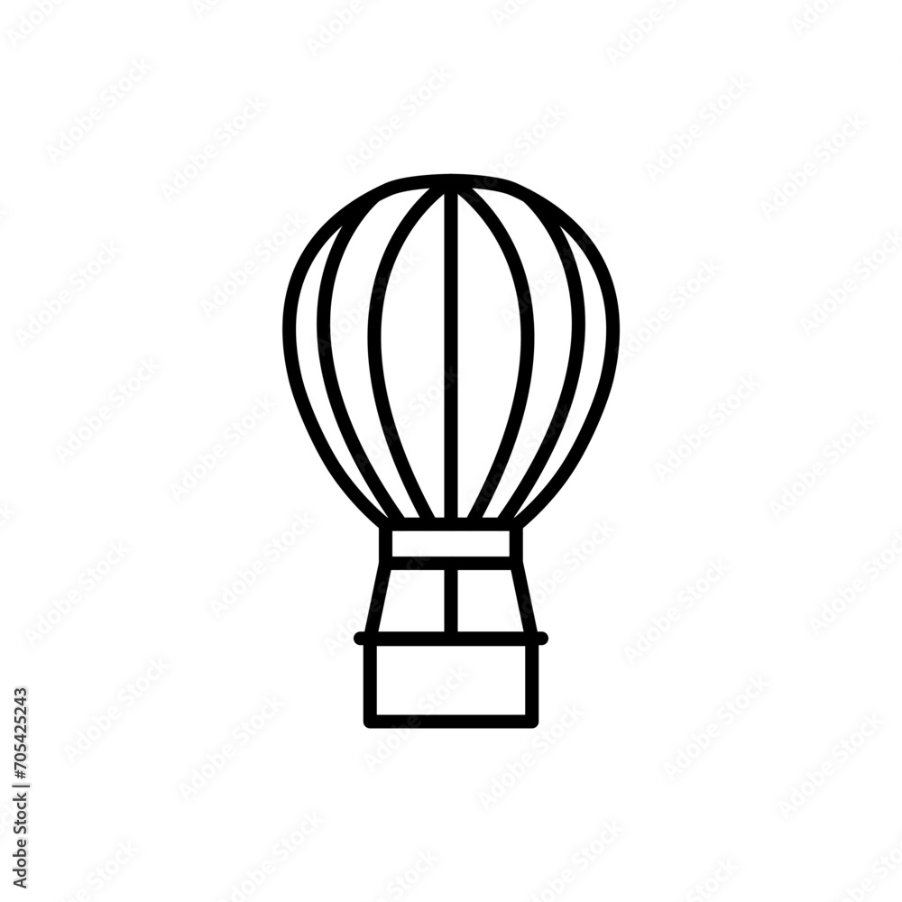 Hot air balloon outline icons, transportation minimalist vector illustration ,simple transparent graphic element .Isolated on white background