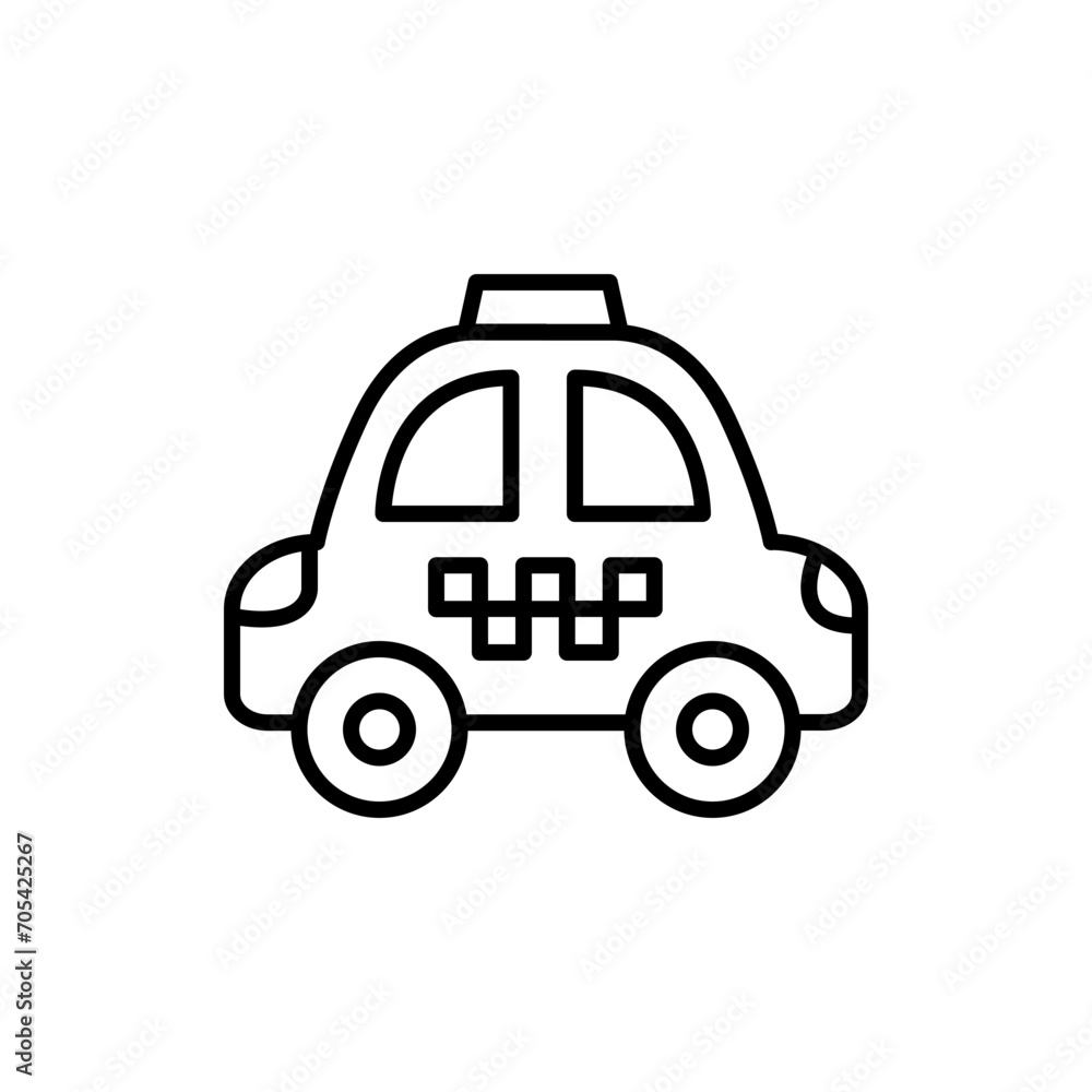 Taxi car outline icons, transportation minimalist vector illustration ,simple transparent graphic element .Isolated on white background