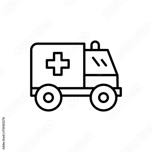 Ambulance outline icons, transportation minimalist vector illustration ,simple transparent graphic element .Isolated on white background