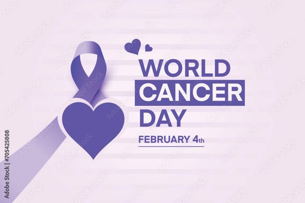 World Cancer Day landscape banner, World Cancer Day horizontal poster, banner, social network concept, World Cancer Day vector illustration with ribbon, gradient world cancer day with heart theme. World Cancer Day landscape banner, World Cancer Day horizontal poster, banner, social network concept, World Cancer Day vector illustration with ribbon, gradient world cancer day with heart theme.