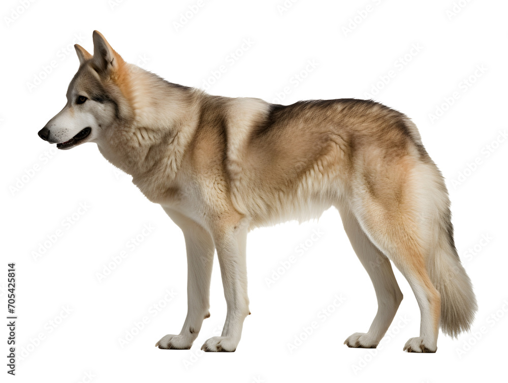 Alaskan Malumute Dog, Realistic, Side view, Standing, Full Body, Illustration, generative ai