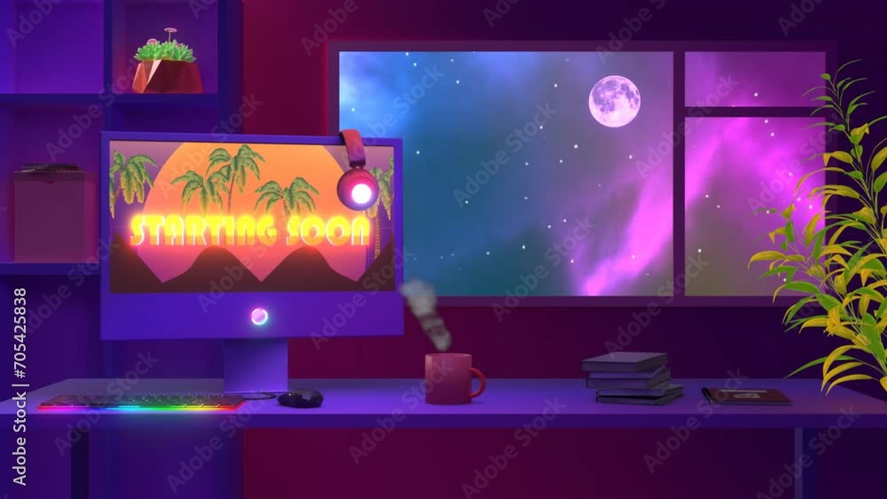 Gaming Computer Livestream Setup In A Gaming Room : Starting Soon Screen Loop Animation
Gaming Computer Livestream Setup In A Gaming Room : Starting Soon Screen Loop Animation