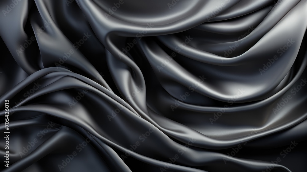 Fototapeta premium Luxurious shiny black gray satin dark fabric texture
