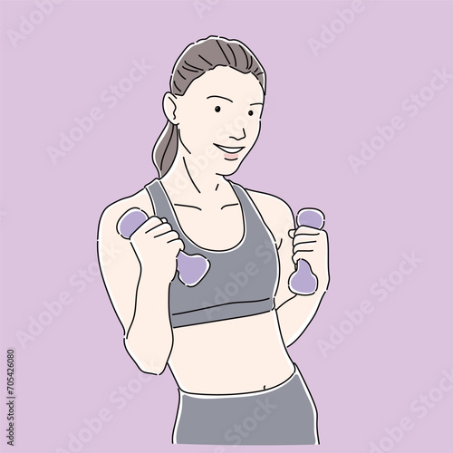ダンベルでトレーニングをする女性
