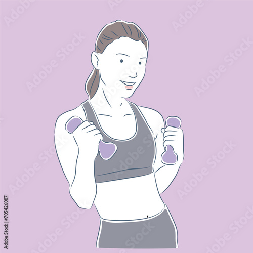 ダンベルでトレーニングをする女性
