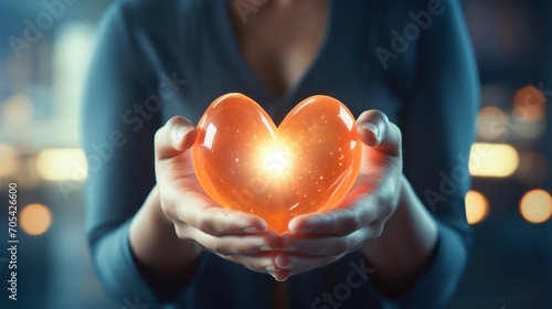 Hands holding heart shaped photo