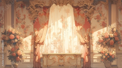 カーテンのテクスチャー、花柄6