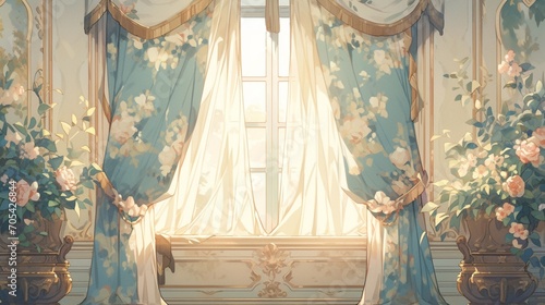 カーテンのテクスチャー、花柄5