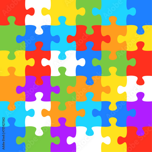 Background with jigsaw puzzle 36 colorful pieces image vector.