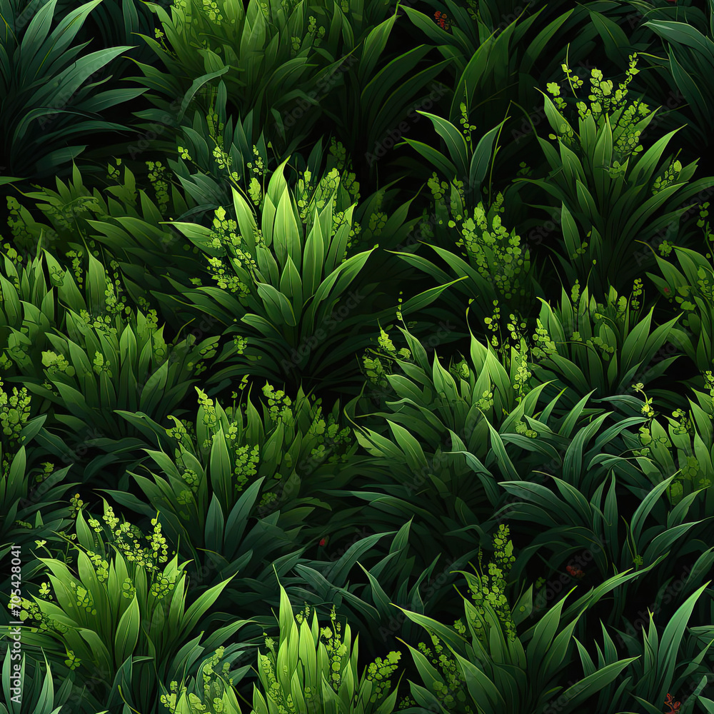 Fototapeta premium Lush Green Leafy Jungle, Green Leafy Lush Flora Pattern,Seamless Pattern Images