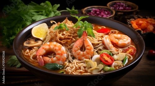 Shrimp Ramen with Coriander and Vegetables