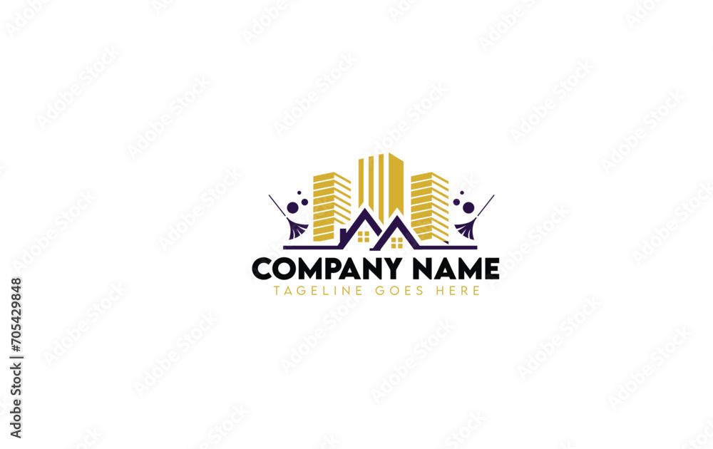 Fototapeta premium polish logo, cleaning logo, real estate cleaning, home cleaning, home polishing logo,