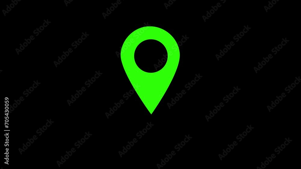Location map pin pointer on GPS Map tracker animation. Appearing pointer for a map. Looping animation of green color map location pin bouncing on black background. Location map pin pointer on GPS Map tracker animation. Appearing pointer for a map. Looping animation of green color map location pin bouncing on black background.