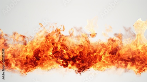 Fire on White Background. Flame, Hot, Burn, Inferno 