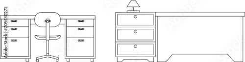 Vector sketch illustration of work desk design in office