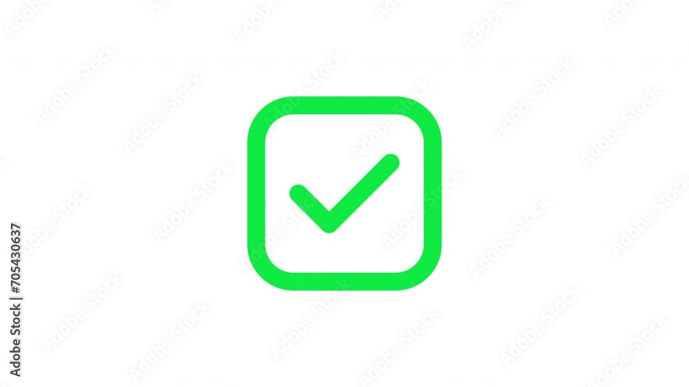 Modern green check mark icon animation on a white background. Success, correct or right choice icon animation in 4k video. Modern green check mark icon animation on a white background. Success, correct or right choice icon animation in 4k video.