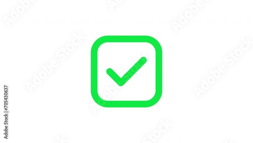 Wallpaper Mural Modern green check mark icon animation on a white background. Success, correct or right choice icon animation in 4k video. Torontodigital.ca