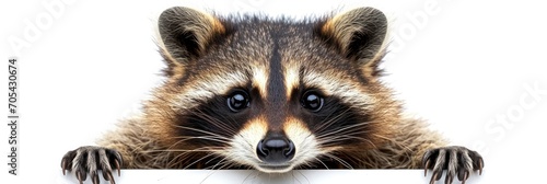 Portrait Raccoon Closeup Isolated On White, Comic background, Background Banner © NIA4u