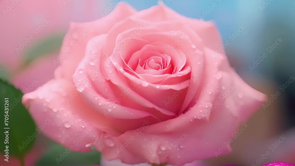 A solitary droplet balanced on the petal of a pink garden rose. A solitary droplet balanced on the petal of a pink garden rose.
