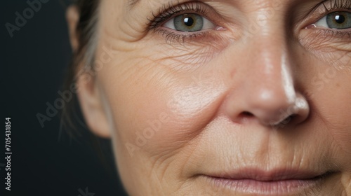 natural portrait of mature woman, face treatment, anti age skincare, beauty concept