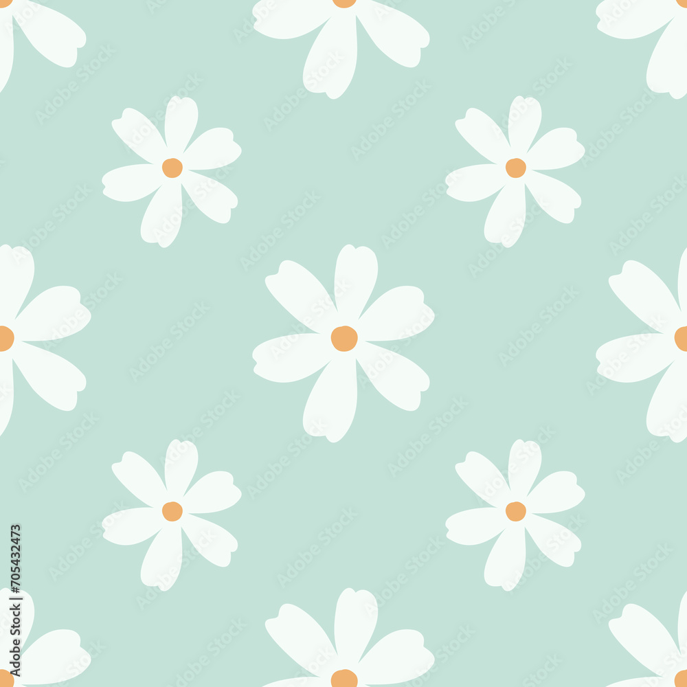 Seamless pattern with hand drawn cosmos flowers. Simple floral pattern vector. Seamless pattern with hand drawn cosmos flowers. Simple floral pattern vector.