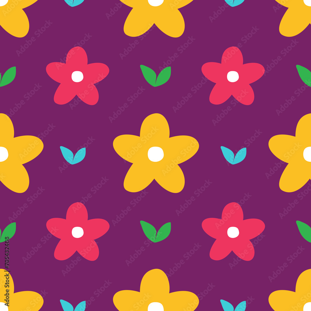 Fototapeta premium Colorful abstract floral pattern. Simple floral pattern vector.