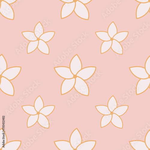 Seamless pattern with flowers on pink background. Simple floral pattern vector.