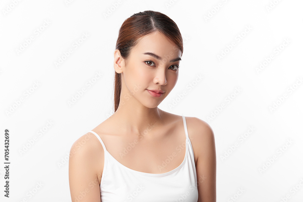 Beautiful young asian woman with clean fresh skin on white background, Face care, Facial treatment, Cosmetology, beauty and spa, Asian women portrait. Beautiful young asian woman with clean fresh skin on white background, Face care, Facial treatment, Cosmetology, beauty and spa, Asian women portrait.