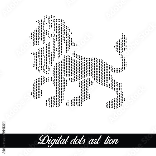 Digital Dots Art Lion Vector Design Creative Concept