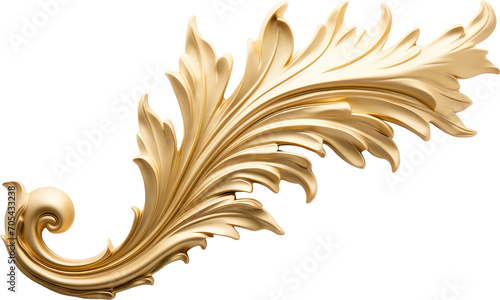 Gold Acanthus isolated on transparent background. PNG