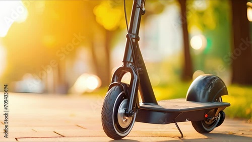 Closeup of smart knee scooter with shockabsorbing wheels photo