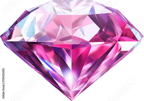 Pink diamonds isolated on transparent background. PNG