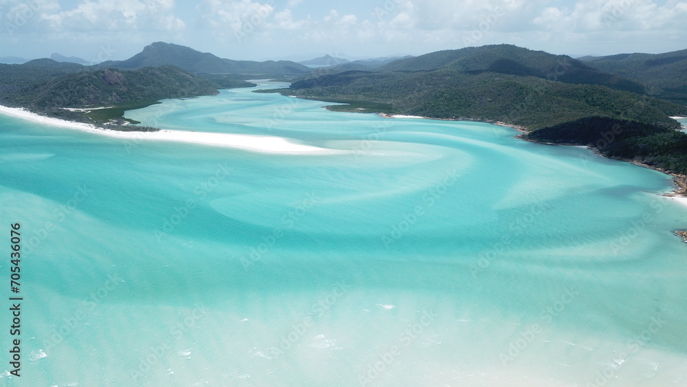 Fototapeta premium Whitsundays from above, Whitehaven Beach on Whitsunday Island, Queensland, Australia