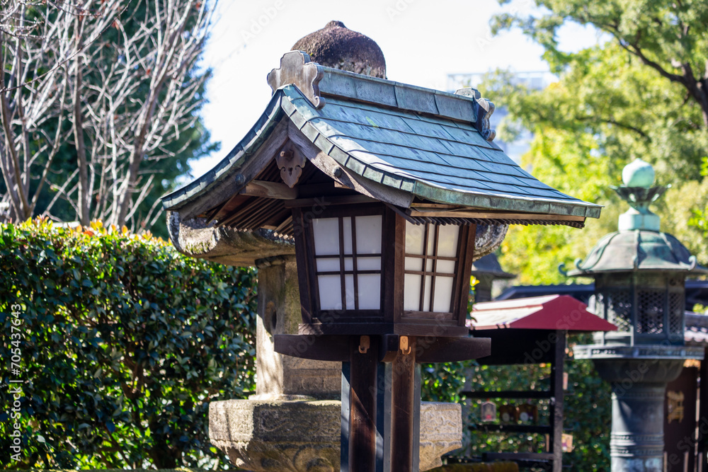 Tokyo, Japan, 30 October 2023 : Traditional Japanese lantern in Ueno Park. Tokyo, Japan, 30 October 2023 : Traditional Japanese lantern in Ueno Park.