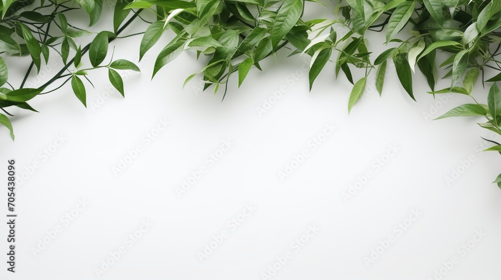 Green Leaves on White Background. Copy Space, Presentation, Environment, Leaf, Plant
