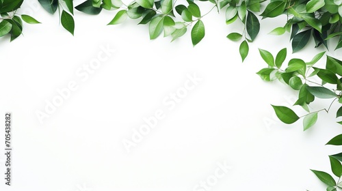 Green Leaves on White Background. Copy Space, Presentation, Environment, Leaf, Plant
