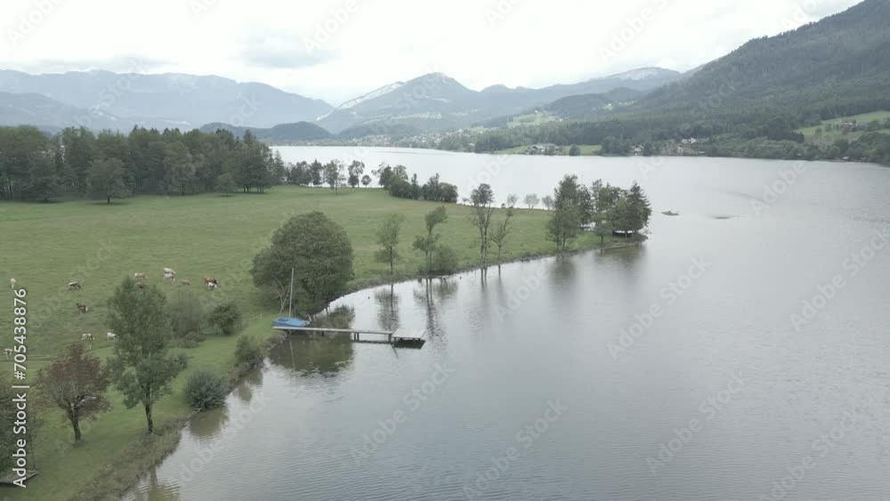 aerial of Hallstätter See in Upper Austrian Salzkammergut aerial of Hallstätter See in Upper Austrian Salzkammergut