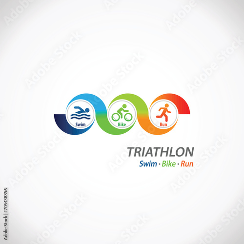 Triathlon swim bike run fitness symbol infographic