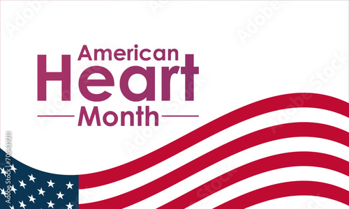 American Heart Month design observed every year in month of february. Vector health banner, flyer, poster and social medial template design.