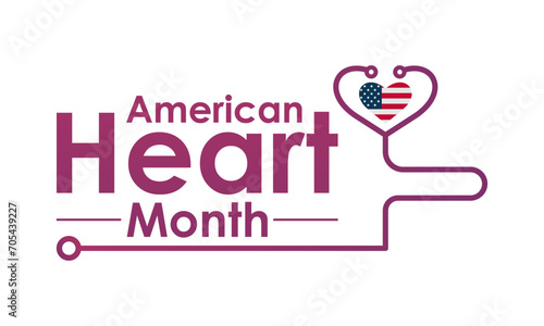 American Heart Month design observed every year in month of february. Vector health banner, flyer, poster and social medial template design.