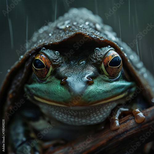 Close up of hooded frog Generative AI