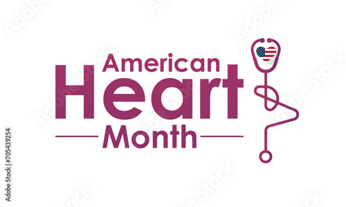 American Heart Month design observed every year in month of february. Vector health banner, flyer, poster and social medial template design.