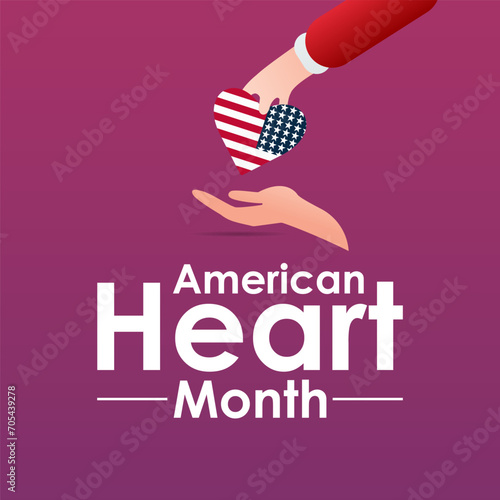 American Heart Month design observed every year in month of february. Vector health banner, flyer, poster and social medial template design.