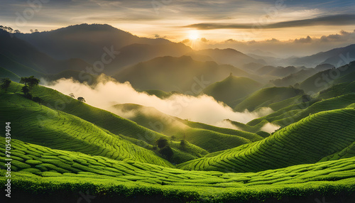 landscape in the foggy morning