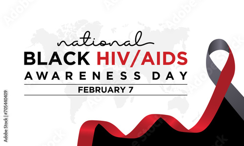 Black HIV/AIDS Awareness Day observed every year of 7th february. Vector health banner, flyer, poster and social medial template design.