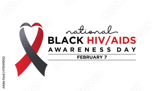 Black HIV/AIDS Awareness Day observed every year of 7th february. Vector health banner, flyer, poster and social medial template design.